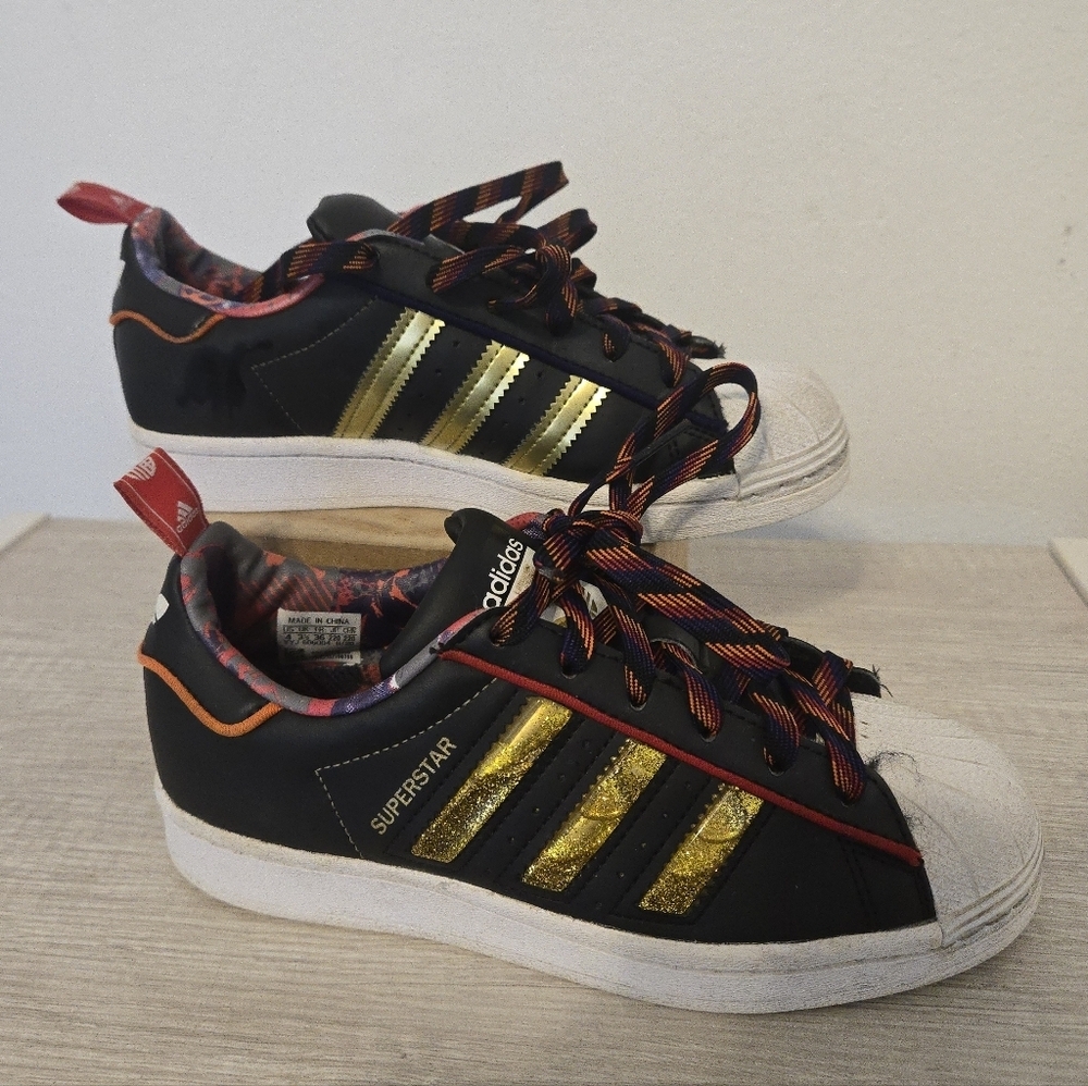 Adidas Originals Superstar Chinese New Year Black Liquid Gold Kids Youth 4 Ox